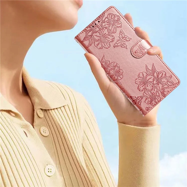 For Samsung Galaxy A06 Case Butterfly Flower Drop-Proof PU Leather Wallet Phone Cover