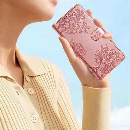 For Samsung Galaxy A06 Case Butterfly Flower Drop-Proof PU Leather Wallet Phone Cover