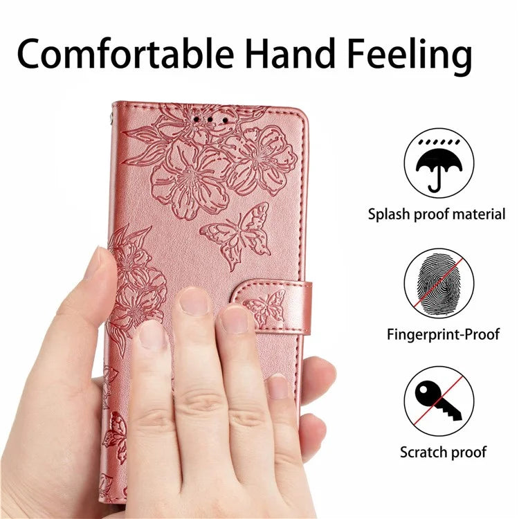 For Samsung Galaxy A06 Case Butterfly Flower Drop-Proof PU Leather Wallet Phone Cover