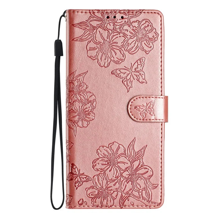 For Samsung Galaxy A06 Case Butterfly Flower Drop-Proof PU Leather Wallet Phone Cover