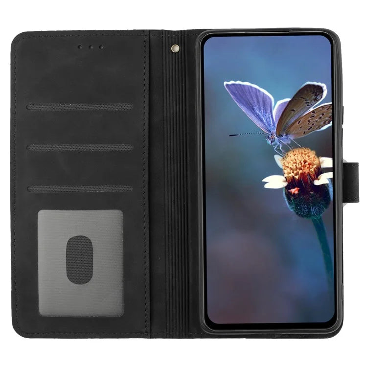 For Samsung Galaxy A06 Case Flower Design Leather Wallet Phone Cover with Wrist Strap