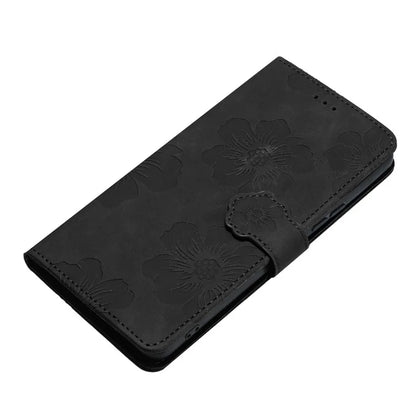 For Samsung Galaxy A06 Case Flower Design Leather Wallet Phone Cover with Wrist Strap