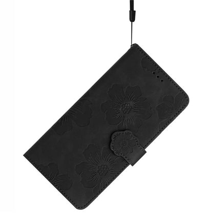 For Samsung Galaxy A06 Case Flower Design Leather Wallet Phone Cover with Wrist Strap