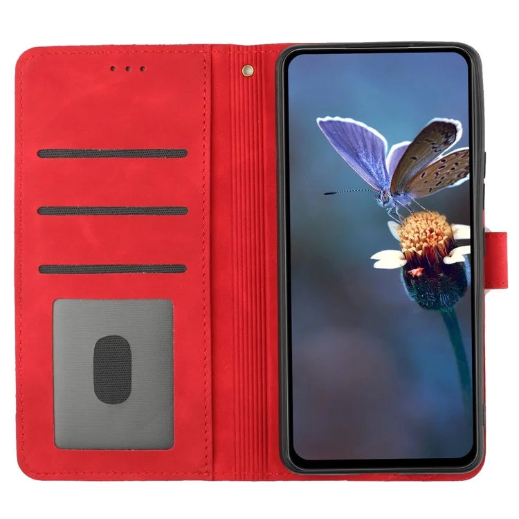 For Samsung Galaxy A06 Case Flower Design Leather Wallet Phone Cover with Wrist Strap