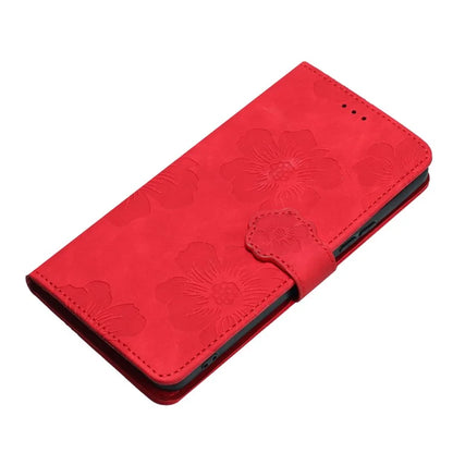 For Samsung Galaxy A06 Case Flower Design Leather Wallet Phone Cover with Wrist Strap