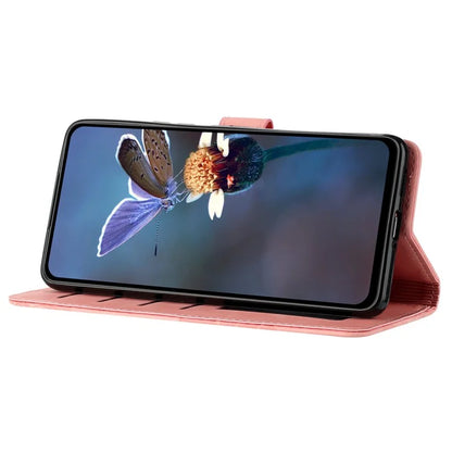 For Samsung Galaxy A06 Case Flower Design Leather Wallet Phone Cover with Wrist Strap