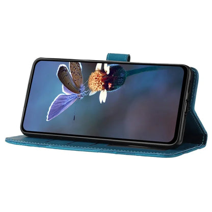 For Samsung Galaxy A06 Case Flower Design Leather Wallet Phone Cover with Wrist Strap