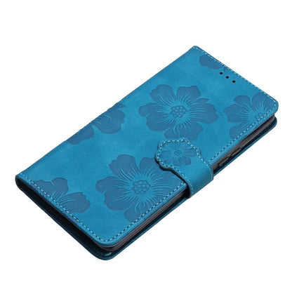 For Samsung Galaxy A06 Case Flower Design Leather Wallet Phone Cover with Wrist Strap