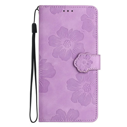 For Samsung Galaxy A06 Case Flower Design Leather Wallet Phone Cover with Wrist Strap