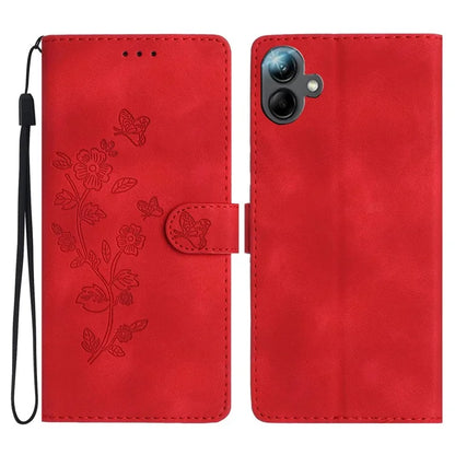 For Samsung Galaxy A06 Case Leather Imprinted Flower Phone Cover Wallet with Wrist Strap