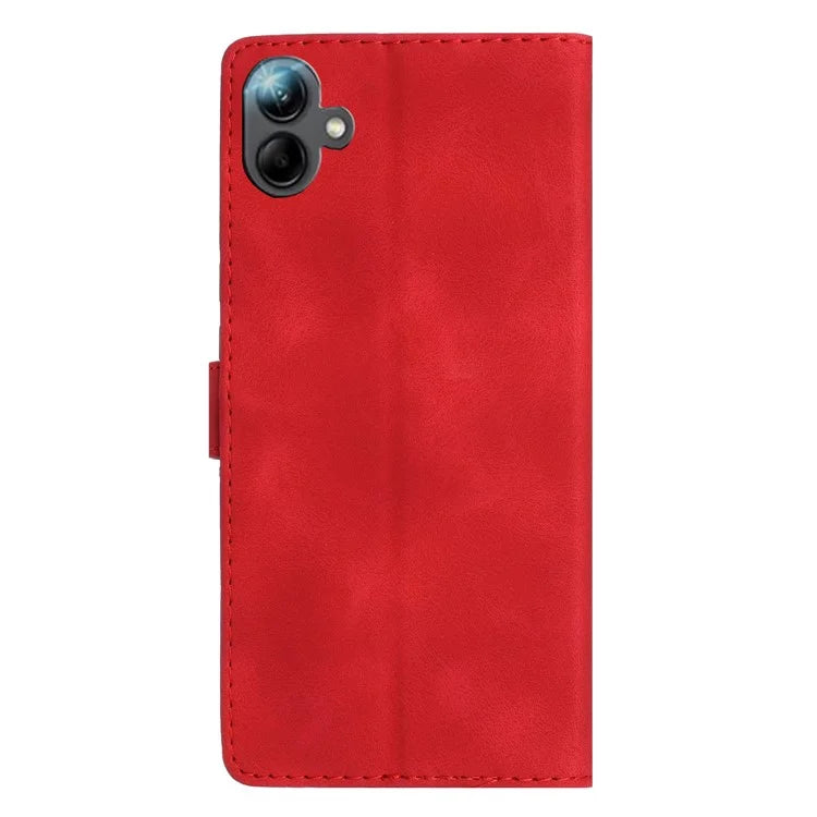For Samsung Galaxy A06 Case Leather Imprinted Flower Phone Cover Wallet with Wrist Strap