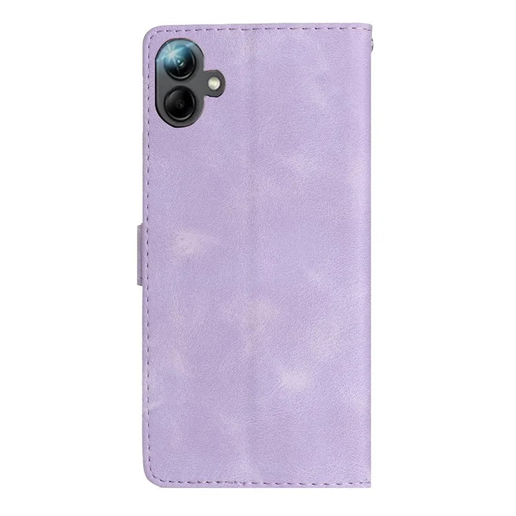 For Samsung Galaxy A06 Case Leather Imprinted Flower Phone Cover Wallet with Wrist Strap