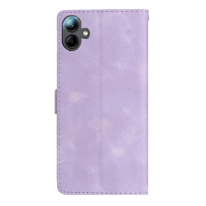 For Samsung Galaxy A06 Case Leather Imprinted Flower Phone Cover Wallet with Wrist Strap