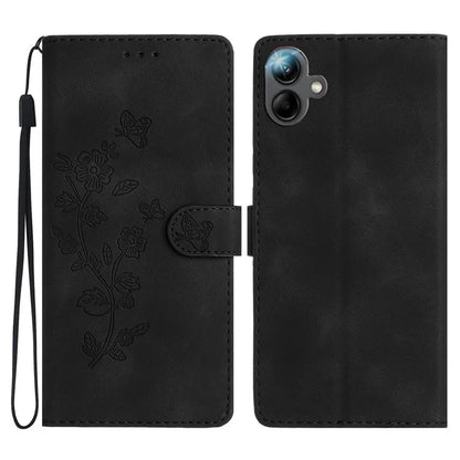 For Samsung Galaxy A06 Case Leather Imprinted Flower Phone Cover Wallet with Wrist Strap