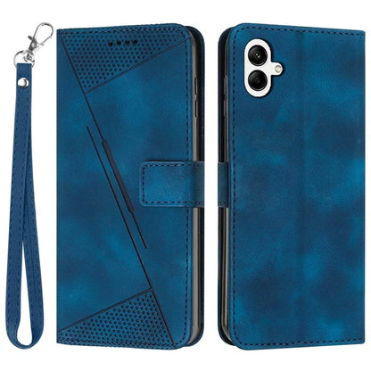 For Samsung Galaxy A06 Case Triangle Pattern Leather Phone Cover Wallet with Hand Strap