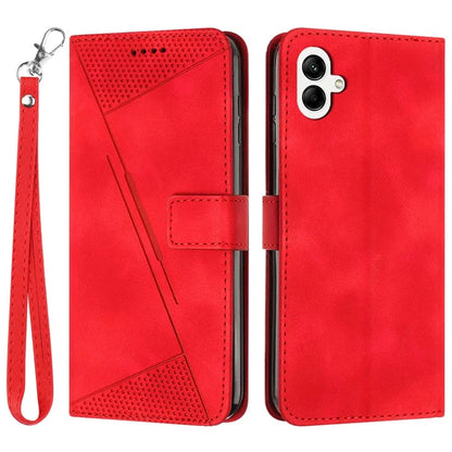 For Samsung Galaxy A06 Case Triangle Pattern Leather Phone Cover Wallet with Hand Strap