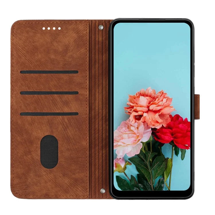 For Samsung Galaxy A16 5G Case Imprinted Lines Leather Phone Cover Bookstyle Folding Stand