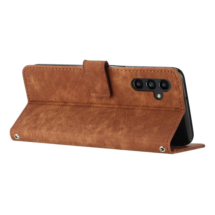 For Samsung Galaxy A16 5G Case Imprinted Lines Leather Phone Cover Bookstyle Folding Stand