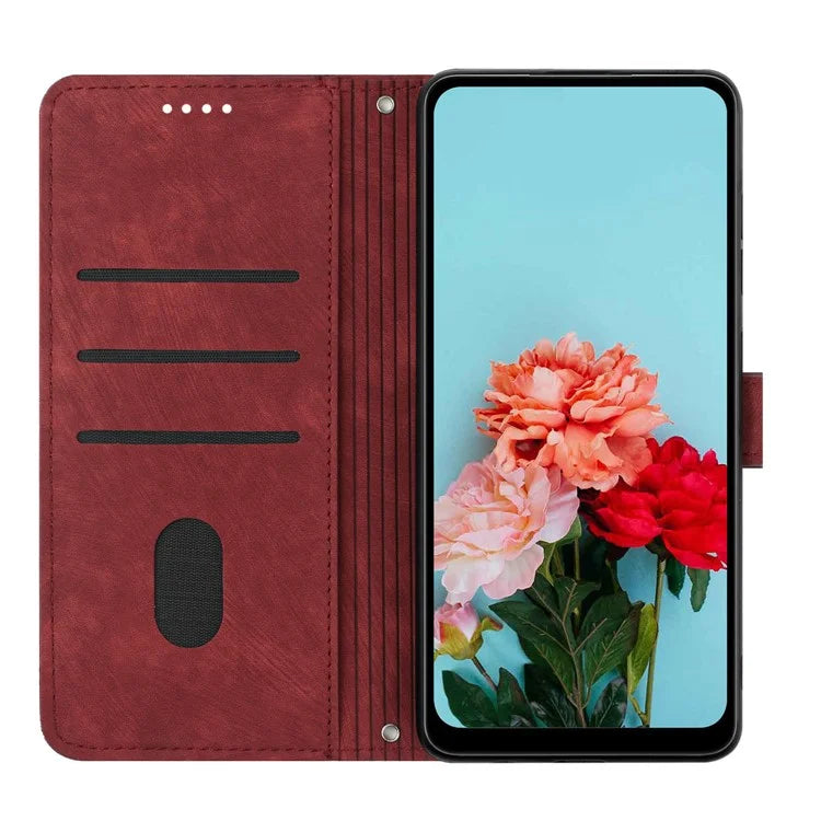 For Samsung Galaxy A16 5G Case Imprinted Lines Leather Phone Cover Bookstyle Folding Stand