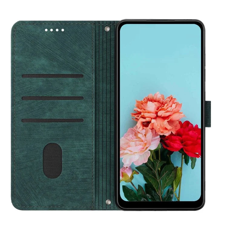 For Samsung Galaxy A16 5G Case Imprinted Lines Leather Phone Cover Bookstyle Folding Stand