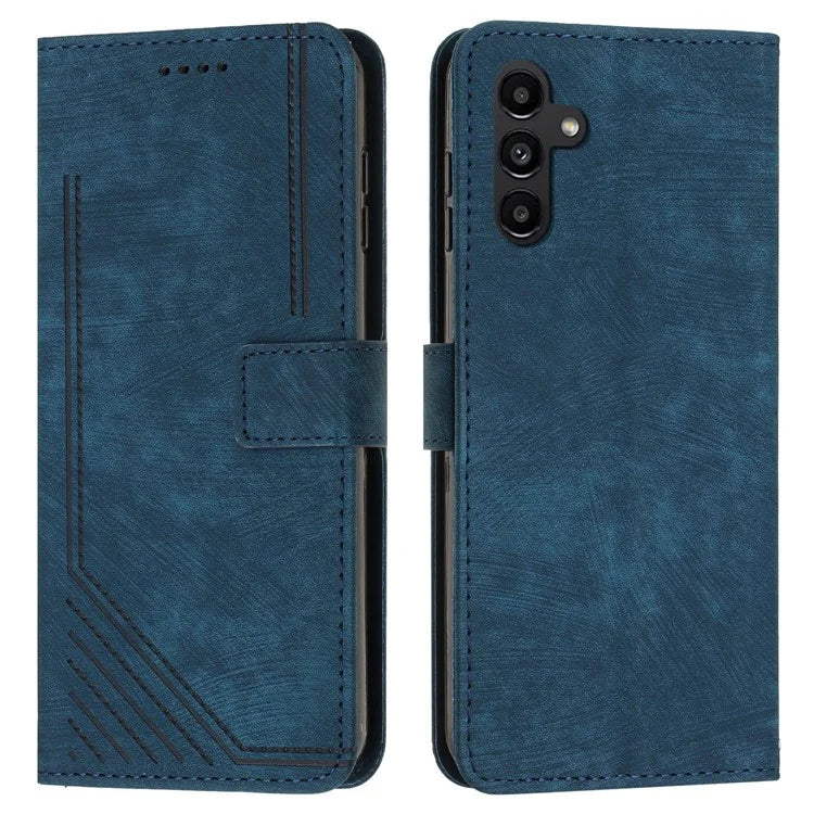 For Samsung Galaxy A16 5G Case Imprinted Lines Leather Phone Cover Bookstyle Folding Stand