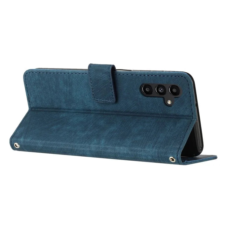 For Samsung Galaxy A16 5G Case Imprinted Lines Leather Phone Cover Bookstyle Folding Stand