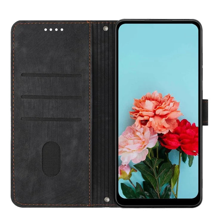 For Samsung Galaxy A16 5G Case Imprinted Lines Leather Phone Cover Bookstyle Folding Stand