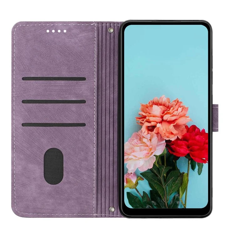 For Samsung Galaxy A16 5G Case Imprinted Lines Leather Phone Cover Bookstyle Folding Stand