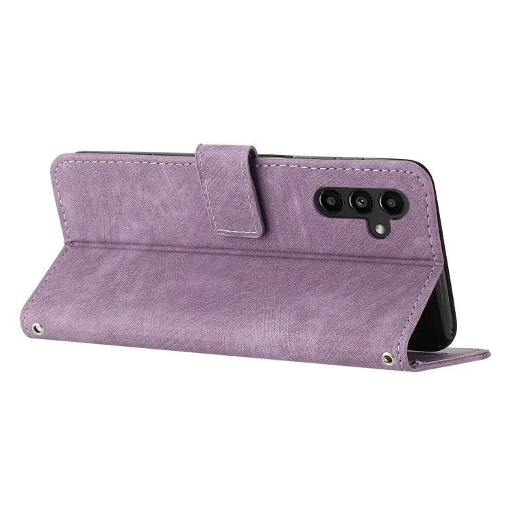 For Samsung Galaxy A16 5G Case Imprinted Lines Leather Phone Cover Bookstyle Folding Stand