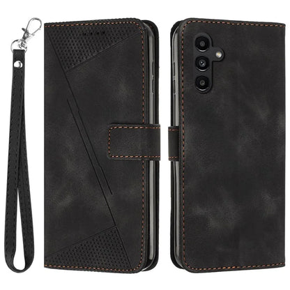 For Samsung Galaxy A16 5G Case Triangle Pattern Leather Phone Cover with Hand Strap Card Slots