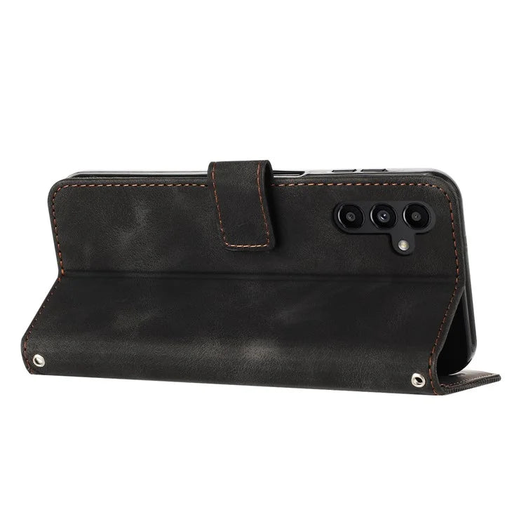 For Samsung Galaxy A16 5G Case Triangle Pattern Leather Phone Cover with Hand Strap Card Slots