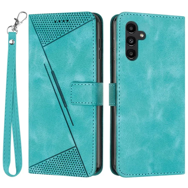 For Samsung Galaxy A16 5G Case Triangle Pattern Leather Phone Cover with Hand Strap Card Slots