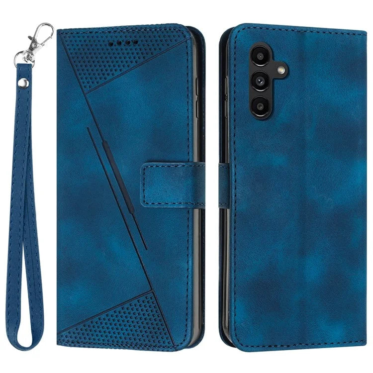 For Samsung Galaxy A16 5G Case Triangle Pattern Leather Phone Cover with Hand Strap Card Slots