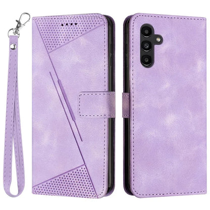 For Samsung Galaxy A16 5G Case Triangle Pattern Leather Phone Cover with Hand Strap Card Slots