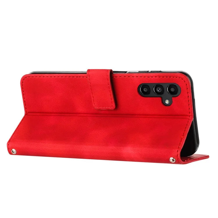 For Samsung Galaxy A16 5G Case Triangle Pattern Leather Phone Cover with Hand Strap Card Slots