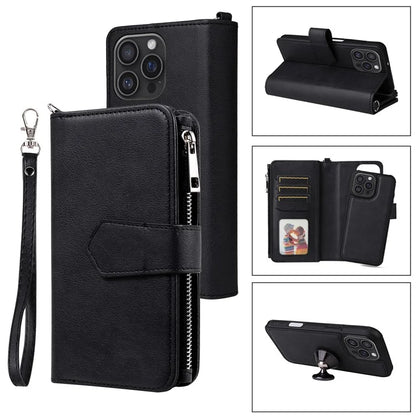 KT Multi-Functional Series-4 for iPhone 16 Pro Max Case Detachable PU Leather Zipper Flip Wallet Phone Cover