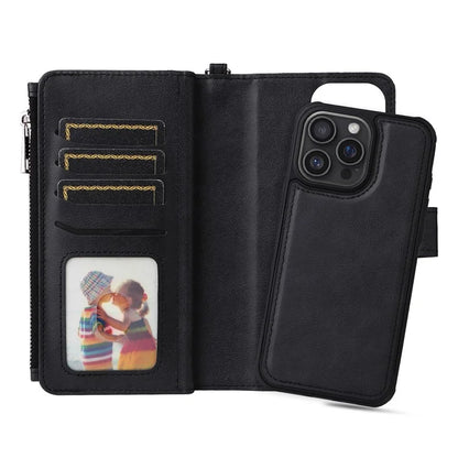 KT Multi-Functional Series-4 for iPhone 16 Pro Max Case Detachable PU Leather Zipper Flip Wallet Phone Cover