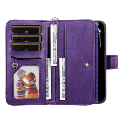 KT Multi-Functional Series-4 for iPhone 16 Pro Max Case Detachable PU Leather Zipper Flip Wallet Phone Cover