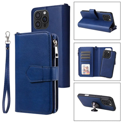 KT Multi-Functional Series-4 for iPhone 16 Pro Max Case Detachable PU Leather Zipper Flip Wallet Phone Cover
