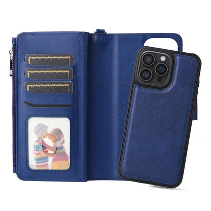 KT Multi-Functional Series-4 for iPhone 16 Pro Max Case Detachable PU Leather Zipper Flip Wallet Phone Cover