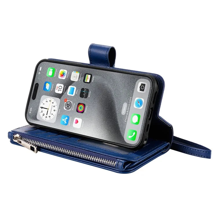 KT Multi-Functional Series-4 for iPhone 16 Pro Max Case Detachable PU Leather Zipper Flip Wallet Phone Cover