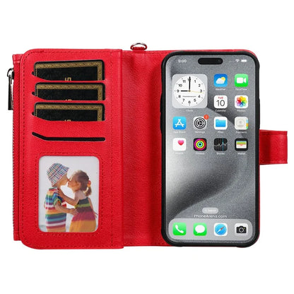 KT Multi-Functional Series-4 for iPhone 16 Pro Max Case Detachable PU Leather Zipper Flip Wallet Phone Cover