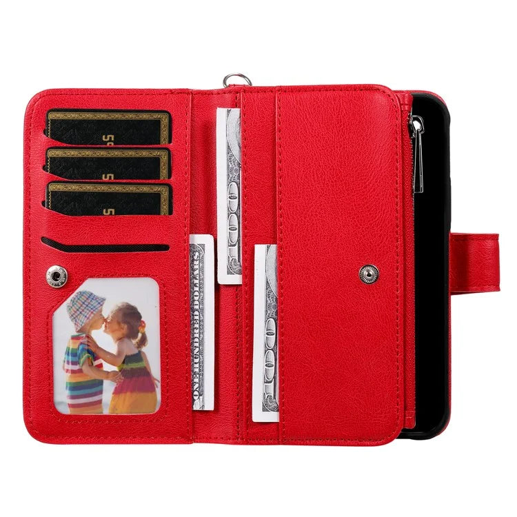 KT Multi-Functional Series-4 for iPhone 16 Pro Max Case Detachable PU Leather Zipper Flip Wallet Phone Cover