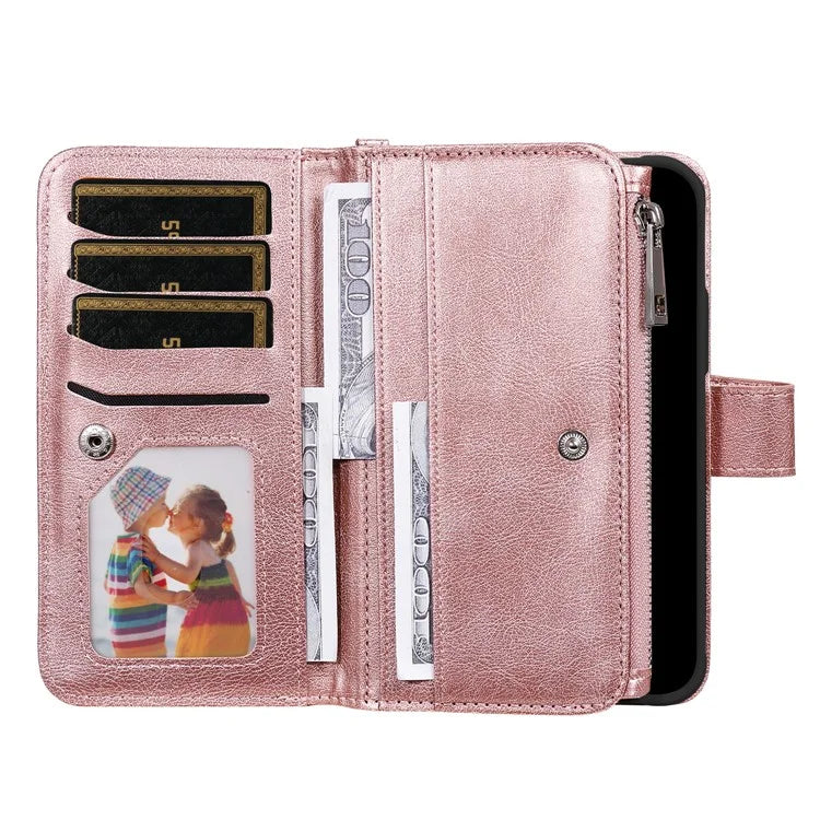 KT Multi-Functional Series-4 for iPhone 16 Pro Max Case Detachable PU Leather Zipper Flip Wallet Phone Cover