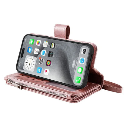 KT Multi-Functional Series-4 for iPhone 16 Pro Max Case Detachable PU Leather Zipper Flip Wallet Phone Cover