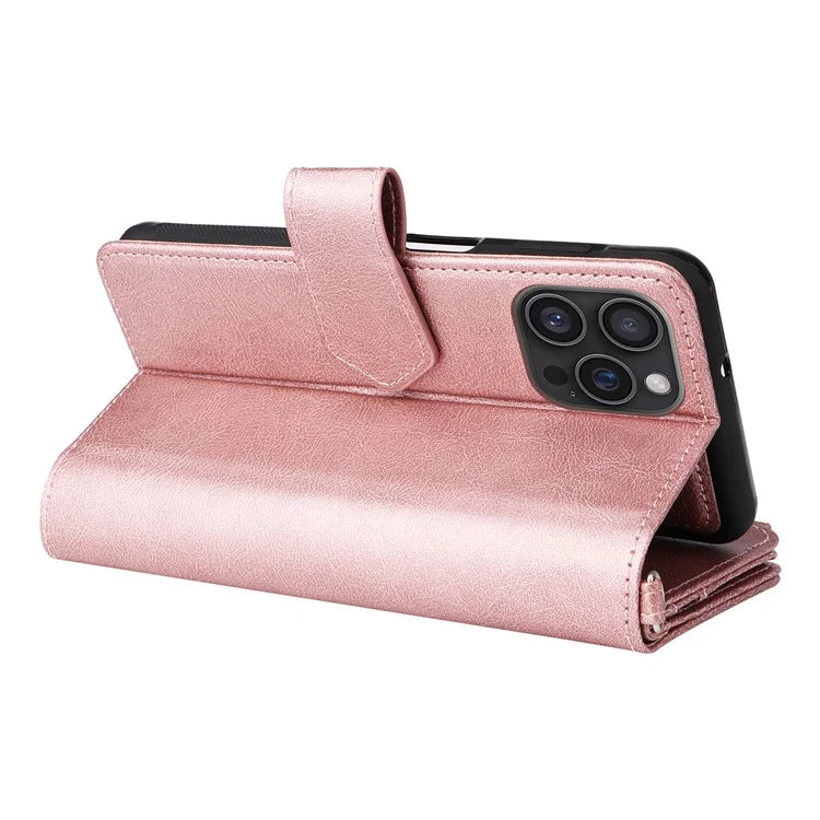 KT Multi-Functional Series-4 for iPhone 16 Pro Max Case Detachable PU Leather Zipper Flip Wallet Phone Cover