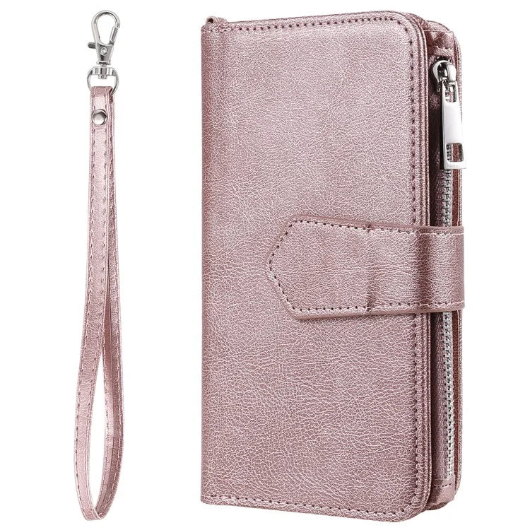 KT Multi-Functional Series-4 for iPhone 16 Pro Max Case Detachable PU Leather Zipper Flip Wallet Phone Cover