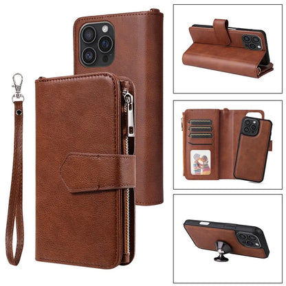 KT Multi-Functional Series-4 for iPhone 16 Pro Max Case Detachable PU Leather Zipper Flip Wallet Phone Cover