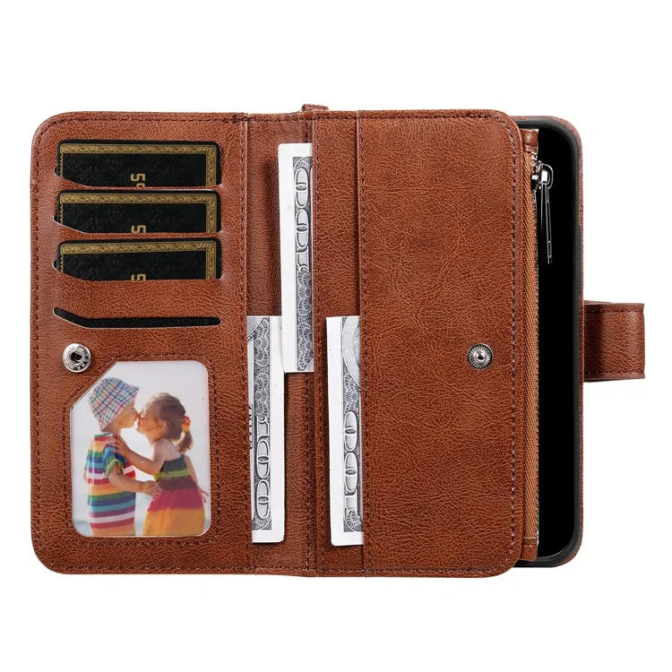 KT Multi-Functional Series-4 for iPhone 16 Pro Max Case Detachable PU Leather Zipper Flip Wallet Phone Cover