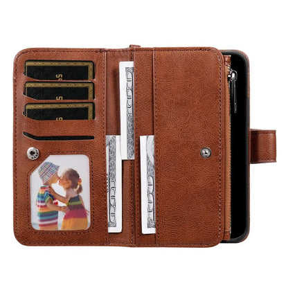 KT Multi-Functional Series-4 for iPhone 16 Pro Max Case Detachable PU Leather Zipper Flip Wallet Phone Cover